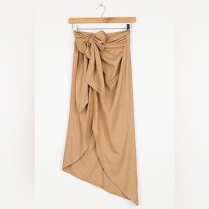 Lulu's Tan Midi Wrap Skirt